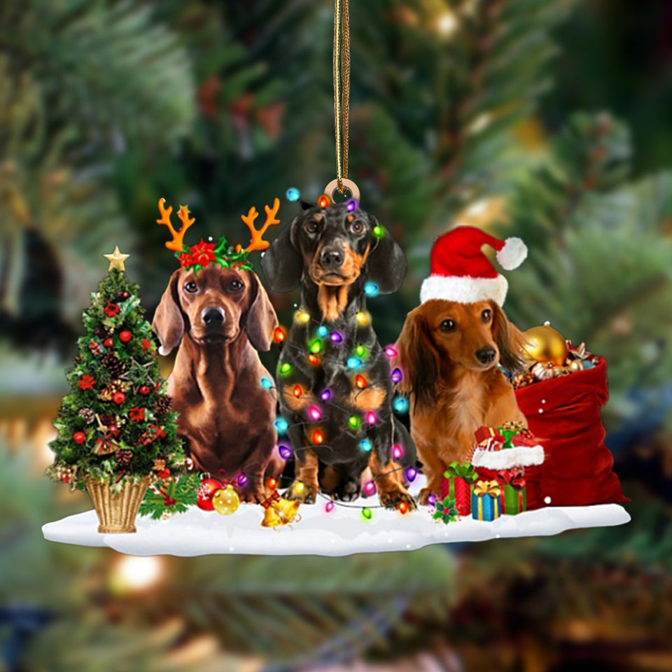 Dachshund-Christmas Dog Friends Hanging Ornament