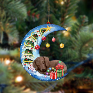 Ornament- Dachshund-Sleep On The Moon Christmas Two Sided Ornament, Happy Christmas Ornament, Car Ornament