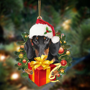 Dachshund 2-Dogs Give Gifts Hanging Ornament