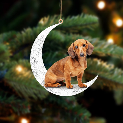 Dachshund 2 Sit On The Moon Two Sided Ornament Dog Hanging Christmas Ornament