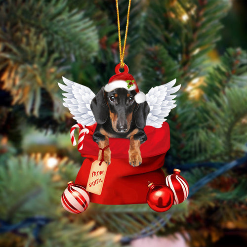 Dachshund2 Angel Gift From Santa Christmas Ornament, Dog Flat Acrylic Ornament