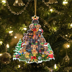 Ornament- Dachshund Full The Christmas Tree-Two Sided Ornament, Happy Christmas Ornament, Car Ornament