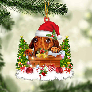 Dachshund In The Chimney Hanging Ornament Dog Christmas Ornament