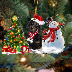 Godmerch- Ornament- Dachshund Christmas Snow Hanging Ornament Dog Ornament, Car Ornament, Christmas Ornament