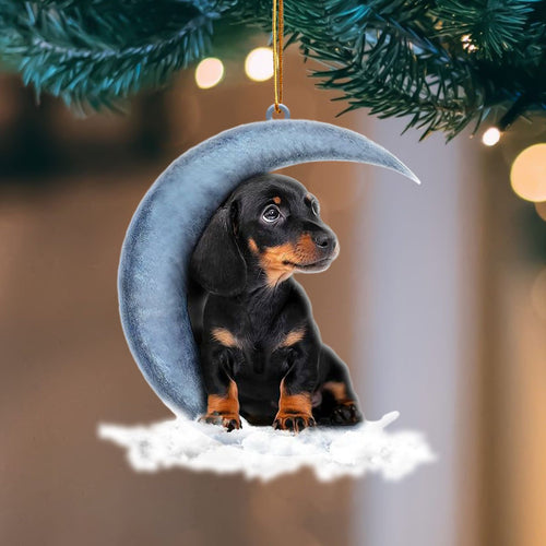 Dachshund Blue Moon Hanging Ornament, Animal Christmas Ornaments