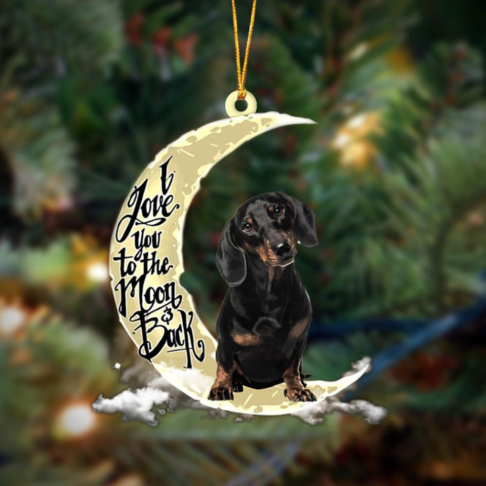 Godmerch- Dachshund I Love You To The Moon And Back Hanging Ornament Dog Ornament, Car Ornament, Christmas Ornament