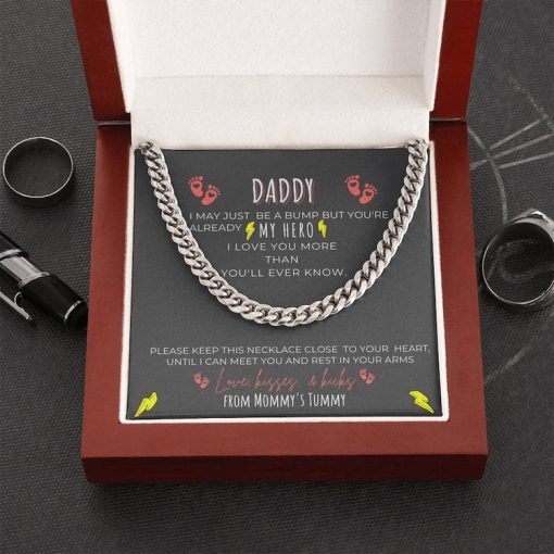 Daddy Necklace - My Hero I Love You More Than You'll Ever Know, First Time Dad Gift, New Dad Gift, Cuban Link Chain Necklace - TGV