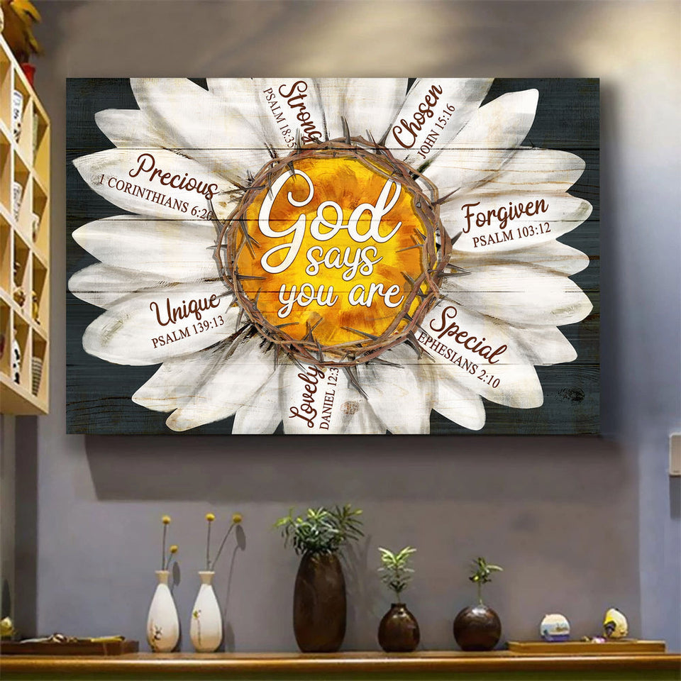 Daisy flower God says you are - Matte Canvas