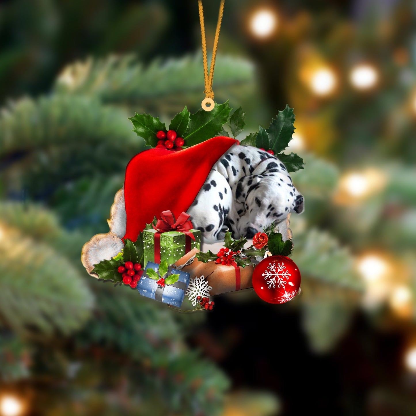 Dalmatian-Sleeping In Hat Two Sides Ornament Dog Sleeping Ornament