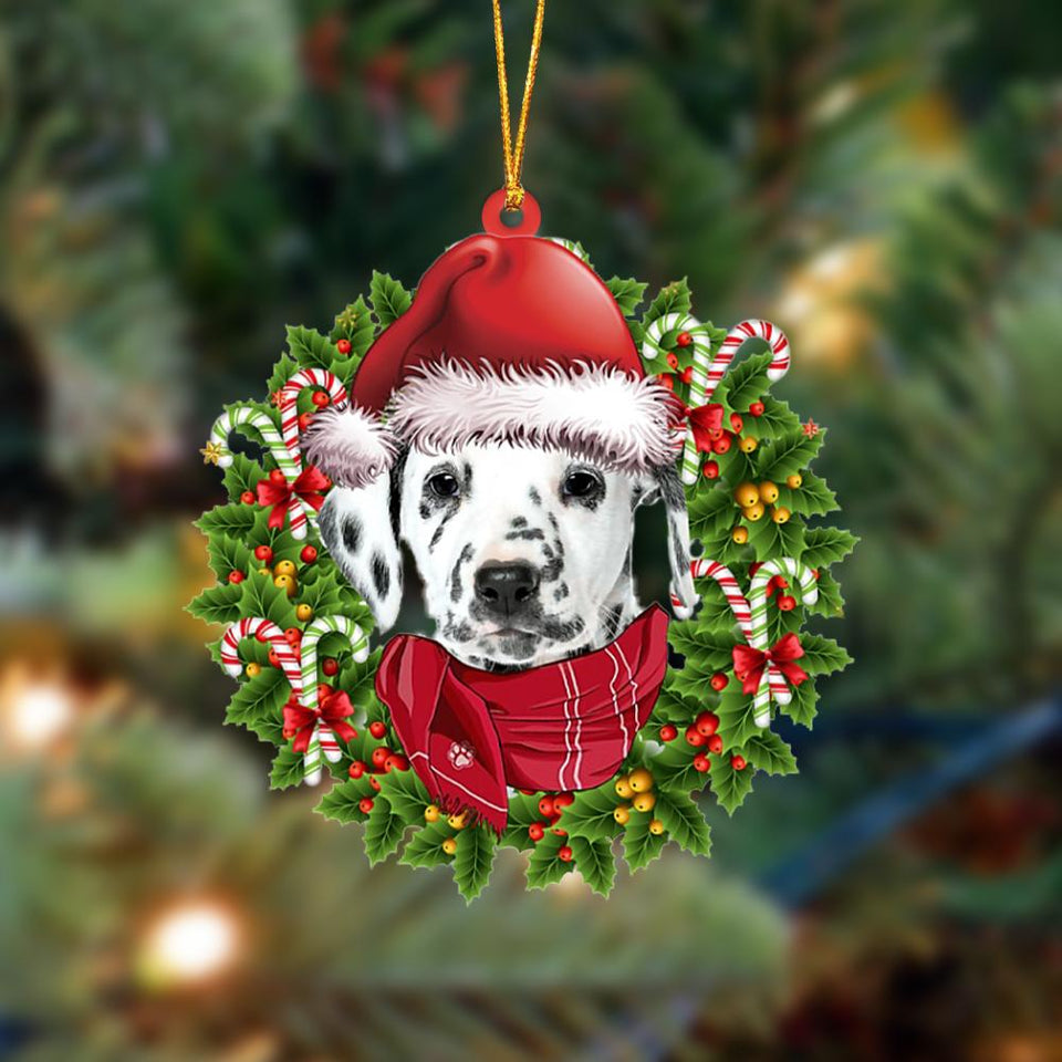 Godmerch- Ornament- Dalmatian-Xmas Bandana Hanging Ornament, Happy Christmas Ornament, Car Ornament