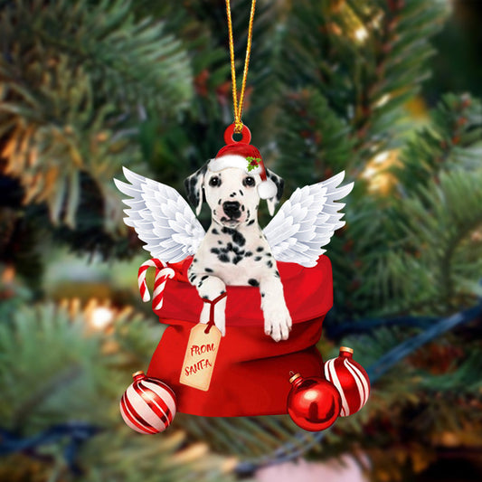 Dalmatian02 Angel Gift From Santa Christmas Ornament, Dog Flat Acrylic Ornament