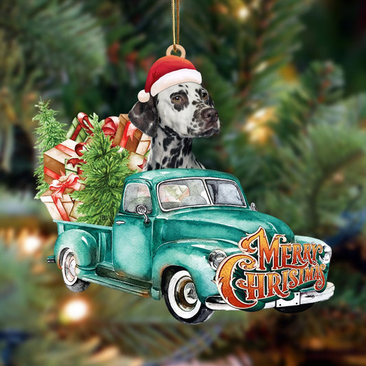 Dalmatian 2-Green Truck Hanging Ornament