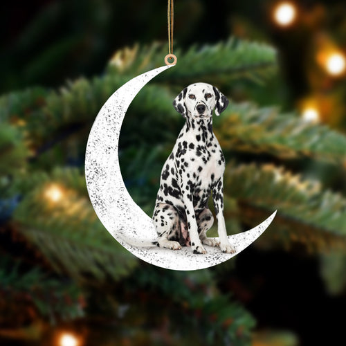 Dalmatian 2 Sit On The Moon Two Sided Ornament Dog Hanging Christmas Ornament