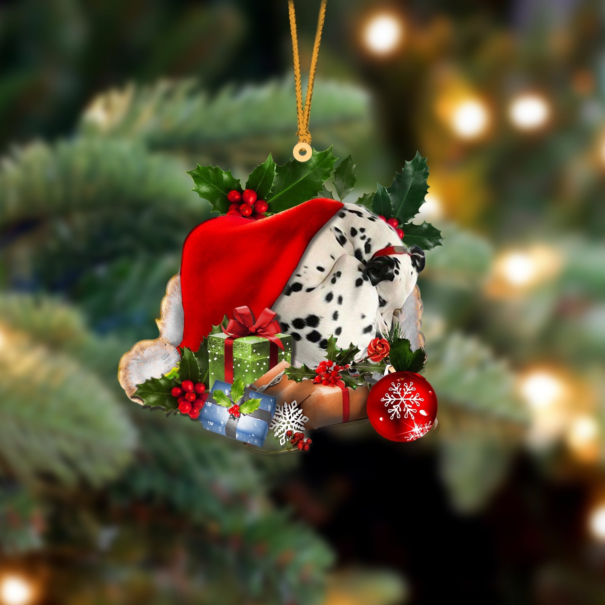 Dalmatian 2-Sleeping In Hat Two Sides Ornament Dog Sleeping Ornament