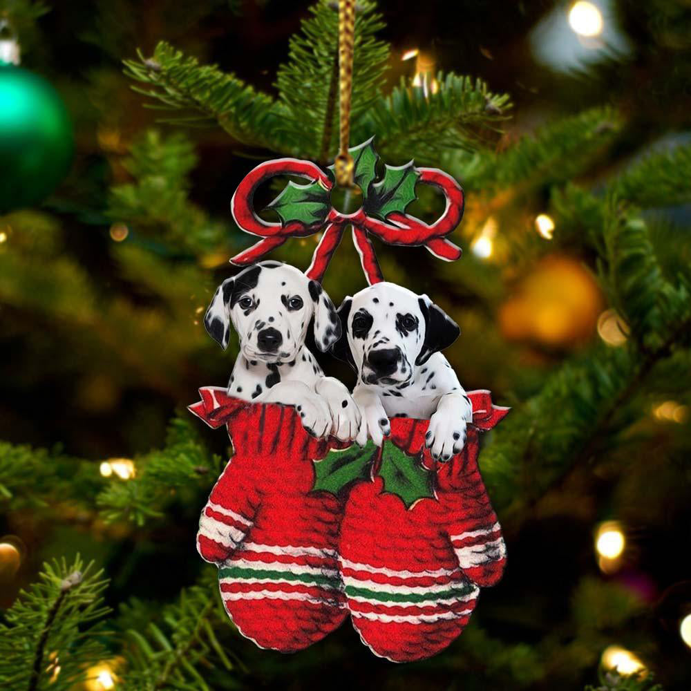 Ornament- Dalmatian Inside Your Gloves Christmas Holiday-Two Sided Ornament, Christmas Ornament, Car Ornament