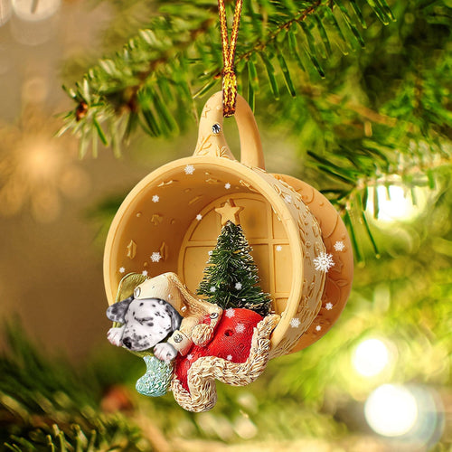 Godmerch Dalmatian Sleeping In A Tiny Cup Christmas Holiday-Two Sided Ornament