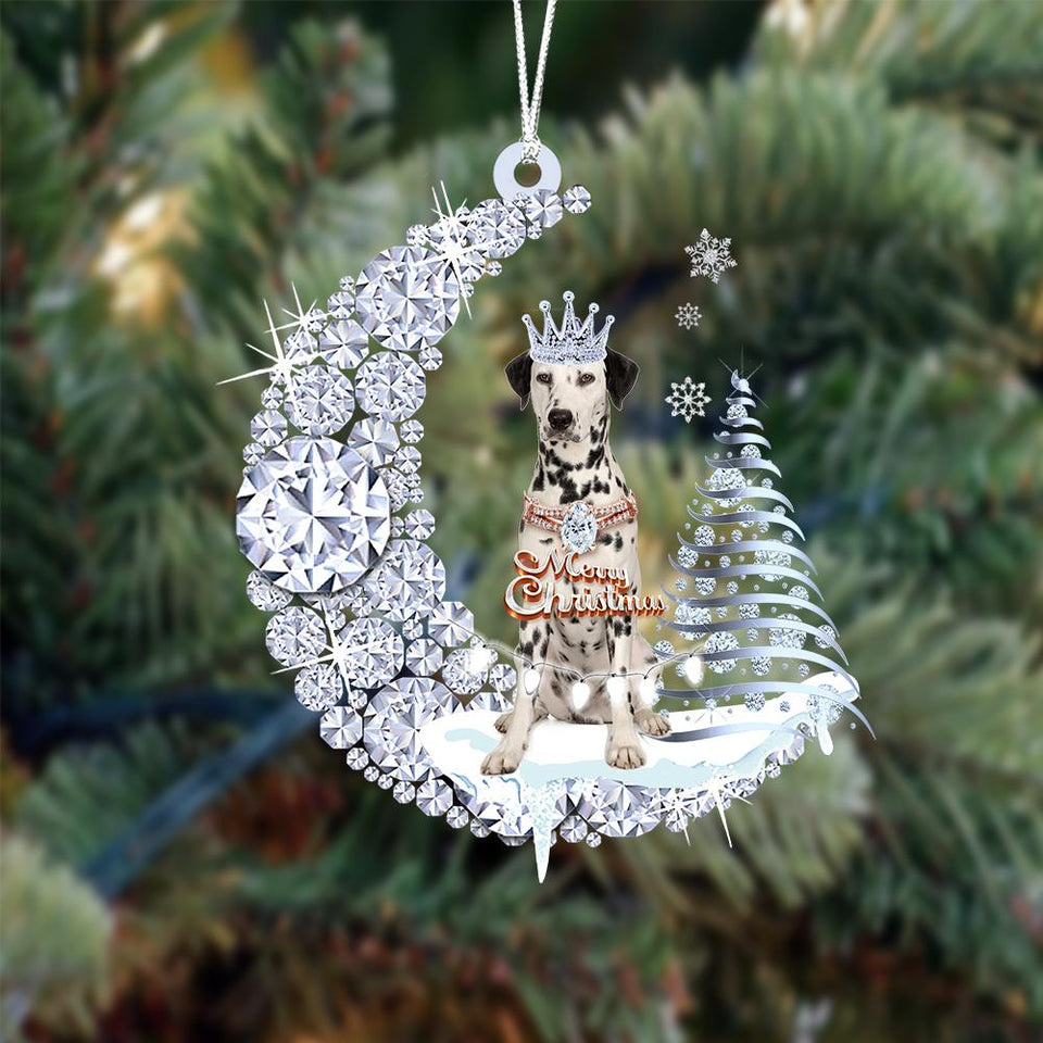 Dalmatian Diamond Moon Merry Christmas Ornament Dog Ornament
