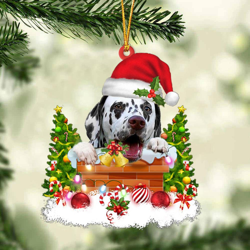 Dalmatian In The Chimney Hanging Ornament Dog Christmas Ornament