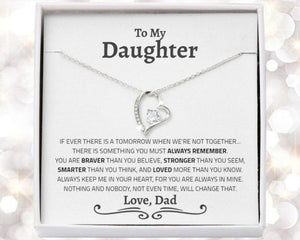 Daughter Necklace - Braver, Stronger, Smarter and Loved more than you know - Always keep me in your heart, for you are always in mine Gold Forever Love Necklace - 340O - TGV