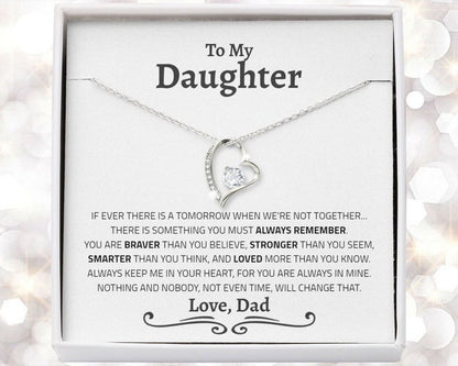 Daughter Necklace - Braver, Stronger, Smarter and Loved more than you know - Always keep me in your heart, for you are always in mine Gold Forever Love Necklace - 340O - TGV