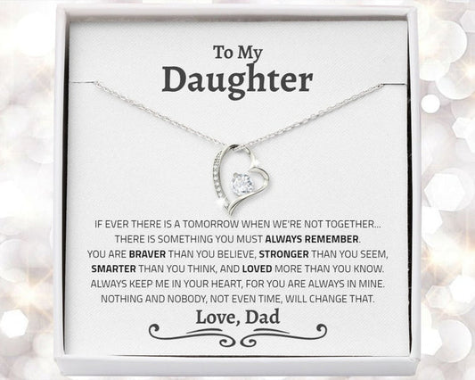 Daughter Necklace - Braver, Stronger, Smarter and Loved more than you know - Always keep me in your heart, for you are always in mine Gold Forever Love Necklace - 340O - TGV