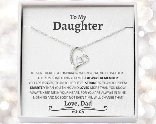Daughter Necklace - Braver, Stronger, Smarter and Loved more than you know - Always keep me in your heart, for you are always in mine Gold Forever Love Necklace - 340O - TGV