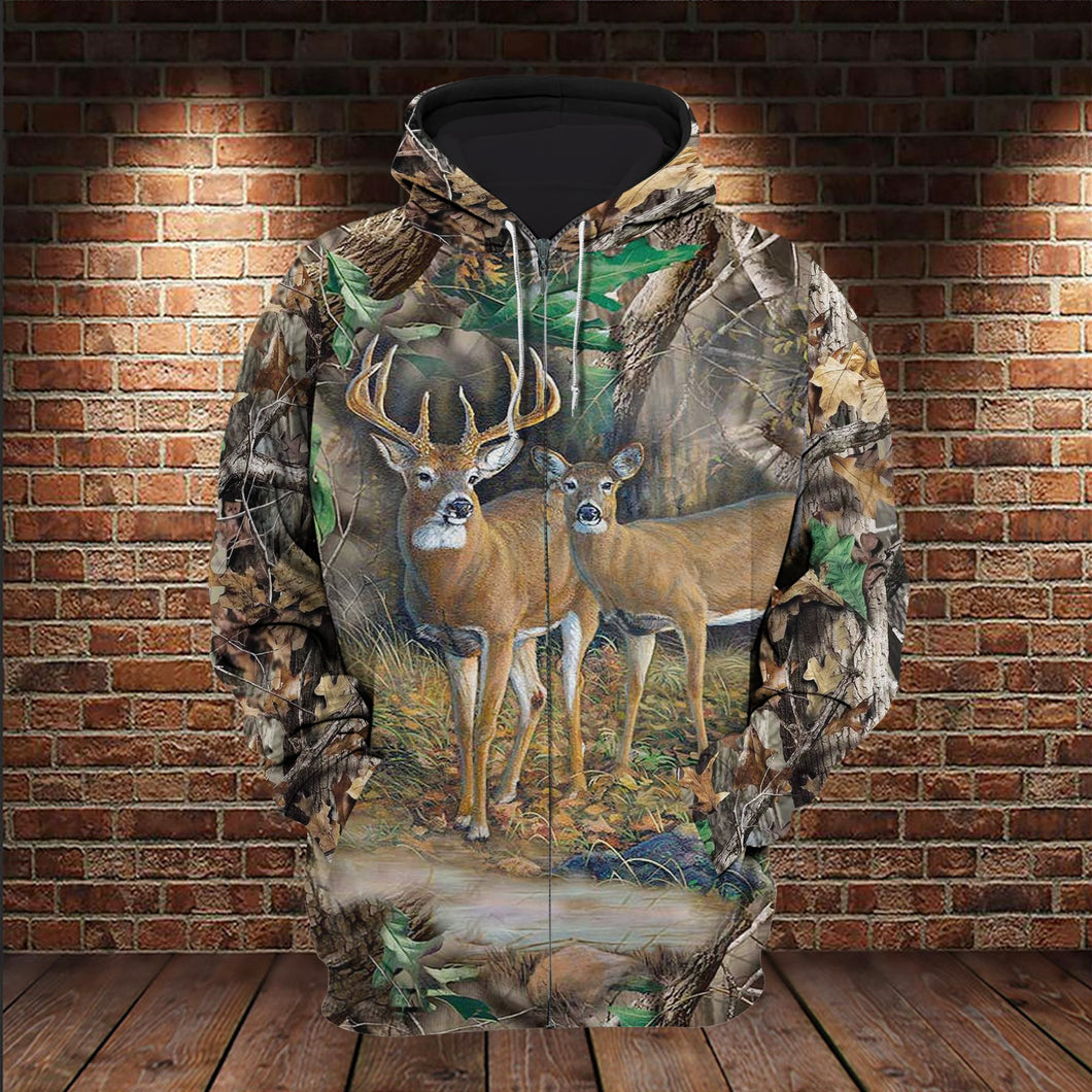 Hunting Gifts Deer Hunting Animal All Over Printed US Unisex Size Hoodie