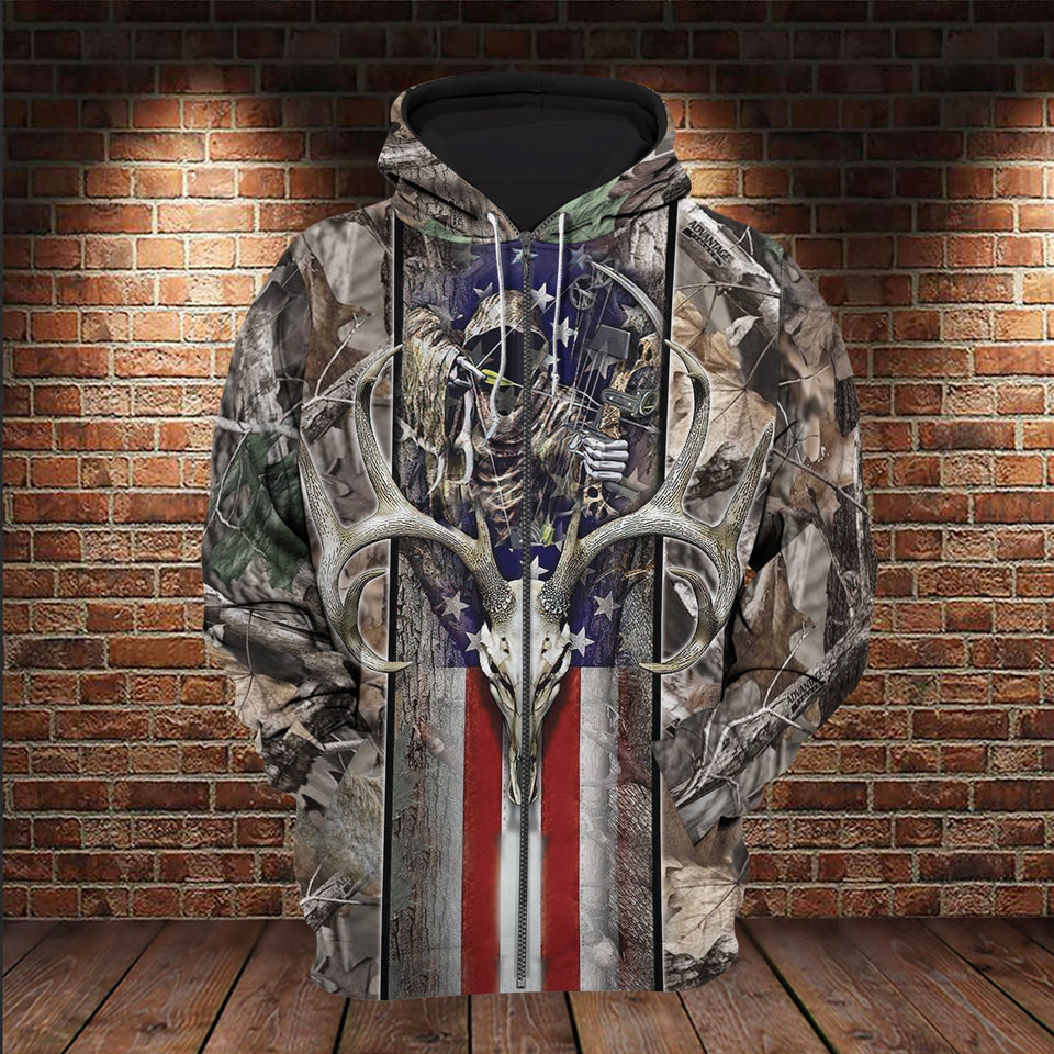 Hunting Gifts Deer Hunting Camo All Over Printed US Unisex Size Hoodie