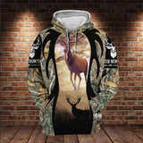 Hunting Gifts Deer Hunting Camo Pattern All Over Printed US Unisex Size Hoodie