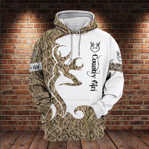 Hunting Gifts Deer Hunting Country Girl Orange Camouflage All Over Printed US Unisex Size Hoodie
