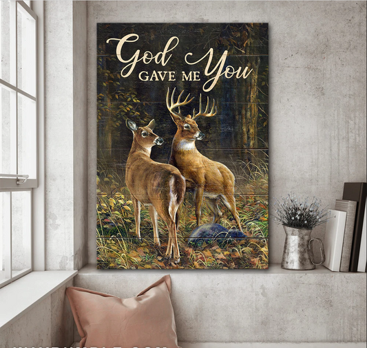 Deer painting Into the forest God gave me you - Matte Canvas