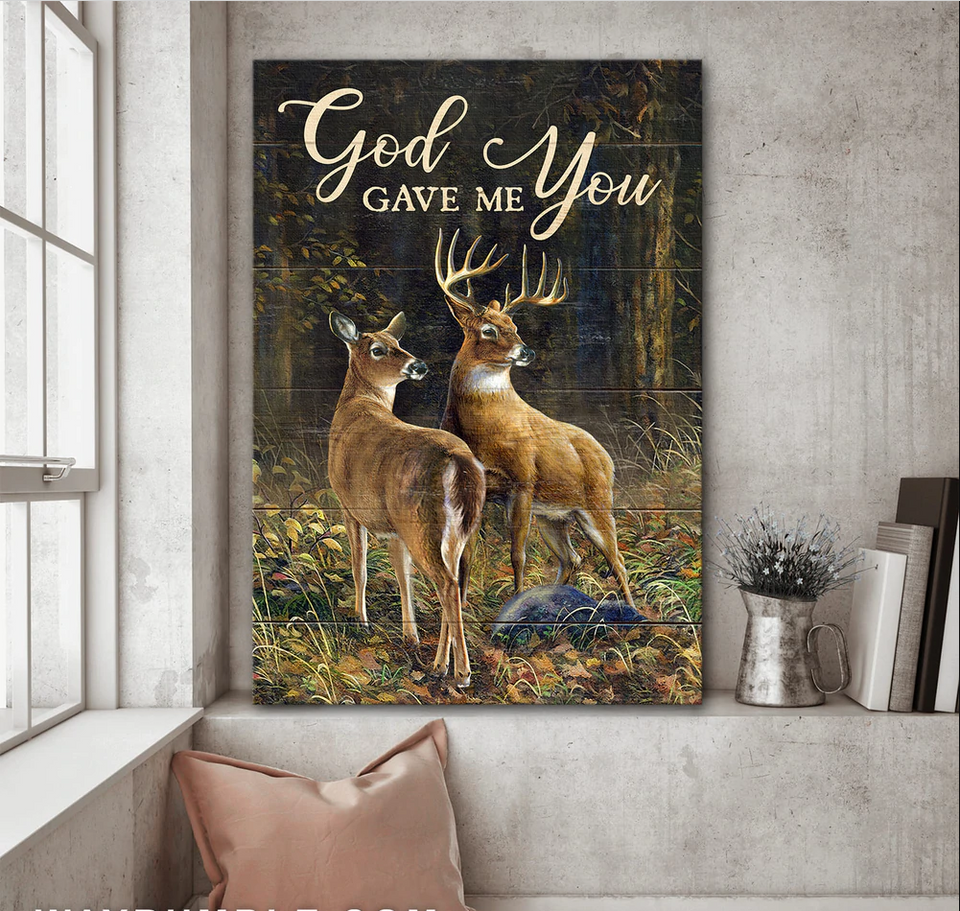 Deer painting Into the forest God gave me you - Matte Canvas