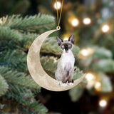 Devon Rex Cat Sits On The Moon Hanging Ornament Cat Christmas Acrylic Ornament