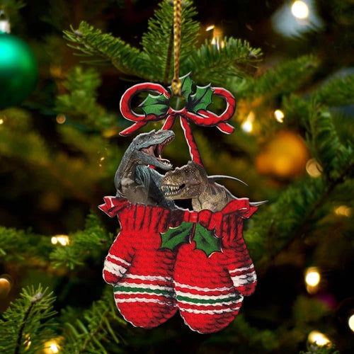 Ornament- Dinosaurs Inside Your Gloves Christmas Holiday-Two Sided Ornament, Christmas Ornament, Car Ornament