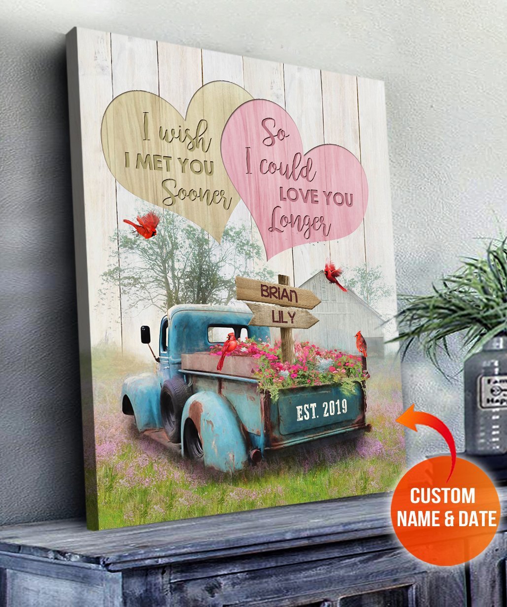 Personalized Canvas, Blue Truck I wish I met you sooner Canvas And Poster, Wall Decor Visual Art