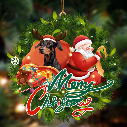 Godmerch- Ornament- Doberman-Santa & dog Hanging Ornament, Happy Christmas Ornament, Car Ornament