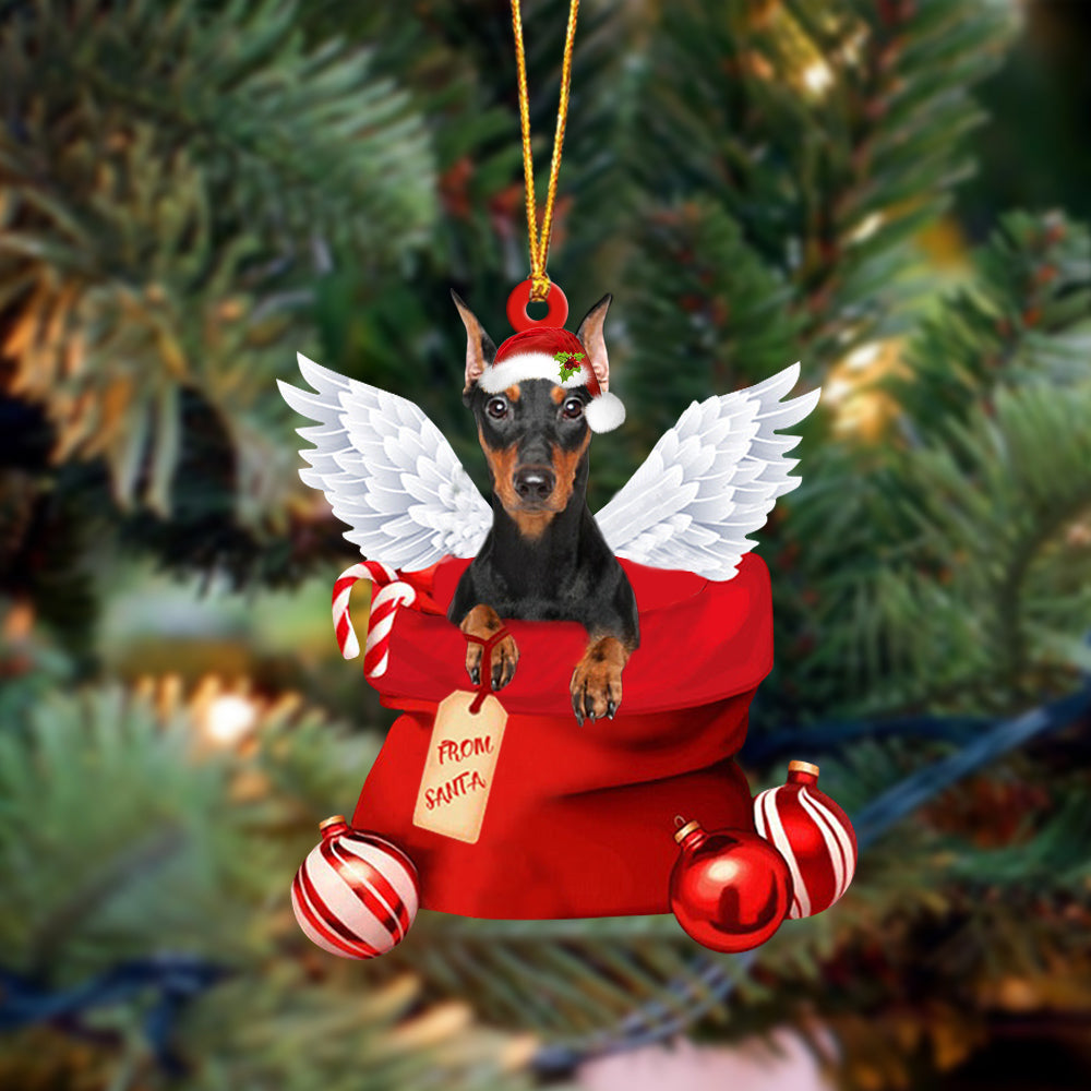 Doberman06 Angel Gift From Santa Christmas Ornament, Dog Flat Acrylic Ornament
