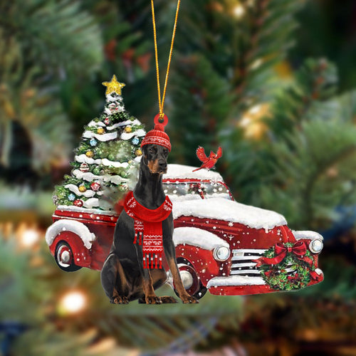 Godmerch- Ornament- Doberman 2-Christmas Car Two Sided Ornament, Happy Christmas Ornament, Car Ornament