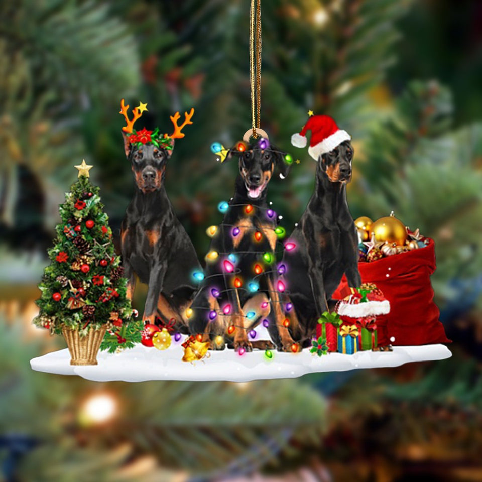 Ornament- Doberman Pinscher-Christmas Dog Friends Hanging Ornament, Happy Christmas Ornament, Car Ornament