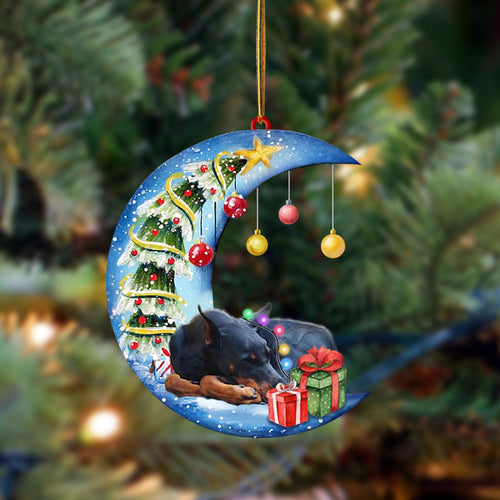 Ornament- Doberman Pinscher-Sleep On The Moon Christmas Two Sided Ornament, Christmas Ornament, Car Ornament