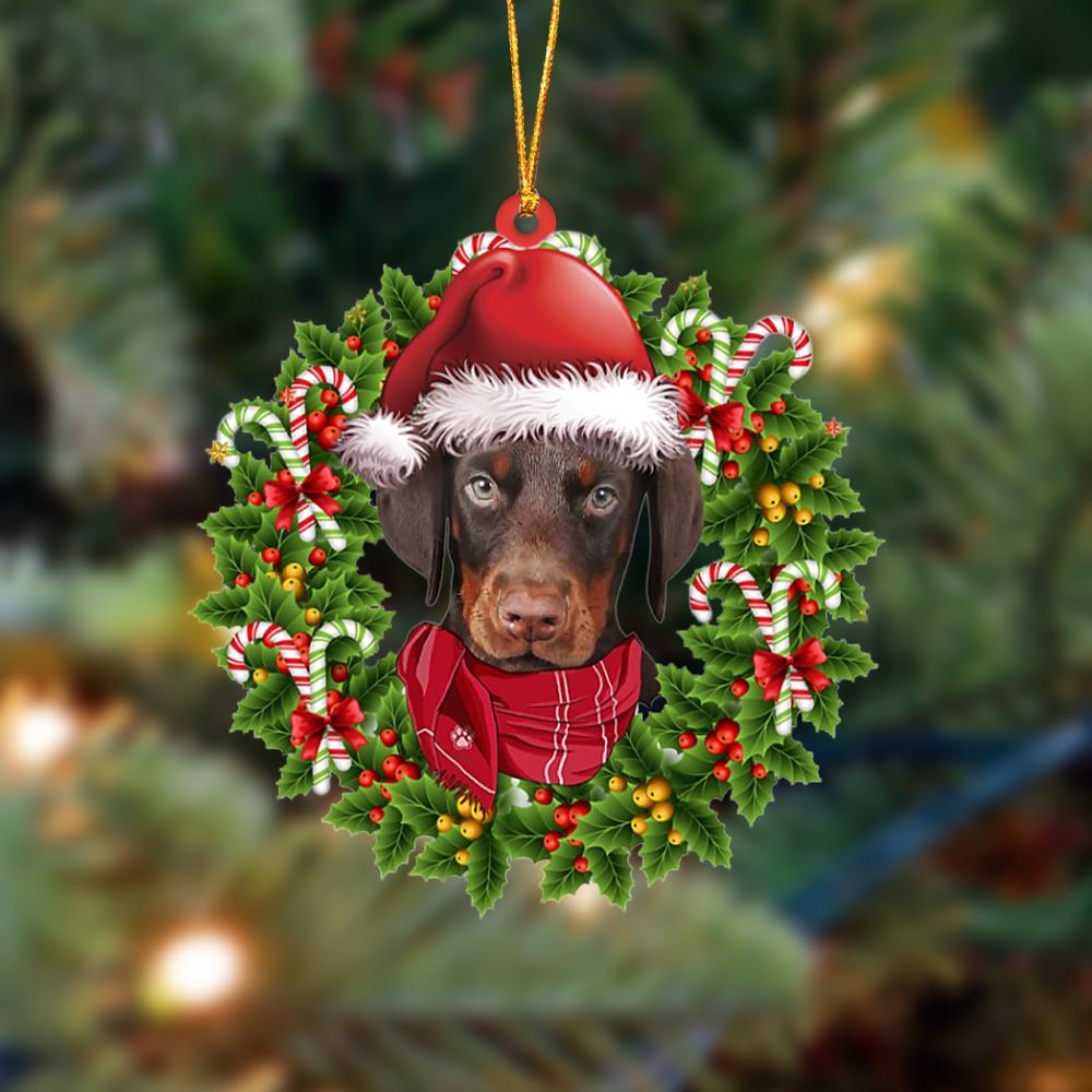 Godmerch- Ornament- Dobermann-Xmas Bandana Hanging Ornament, Happy Christmas Ornament, Car Ornament