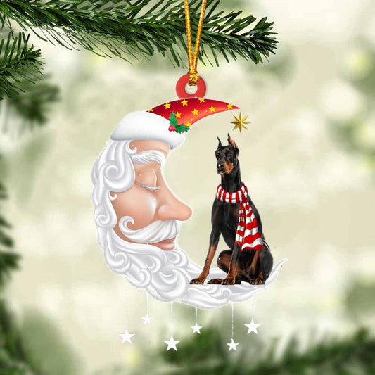 Dobermann 1 With Santa Christmas Ornament Dog Christmas Ornament