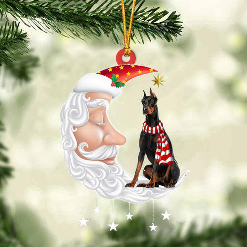 Dobermann 1 With Santa Christmas Ornament Dog Christmas Ornament