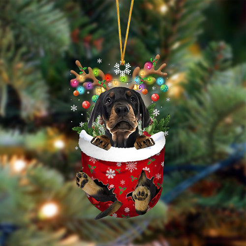 Dobermann Pinscher-In Christmas Pocket Two Sides Ornament, Christmas Dog Hanging Ornament