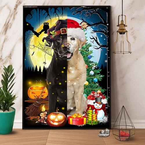 Dog Witch And Christmas Hat Halloween Gift Christmas Gift Canvas And Poster, Wall Decor Visual Art, Halloween Gift, Happy Halloween