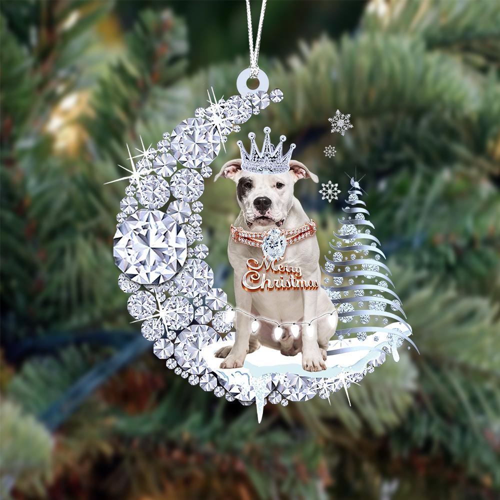 Dogo Argentino Diamond Moon Merry Christmas Ornament Christmas Decoration
