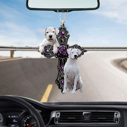 Dogo Argentino Pray For God Car Hanging Ornament Dog Pray For God Ornament Godmerch