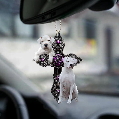 Dogo Argentino Pray For God Car Hanging Ornament Dog Pray For God Ornament Godmerch
