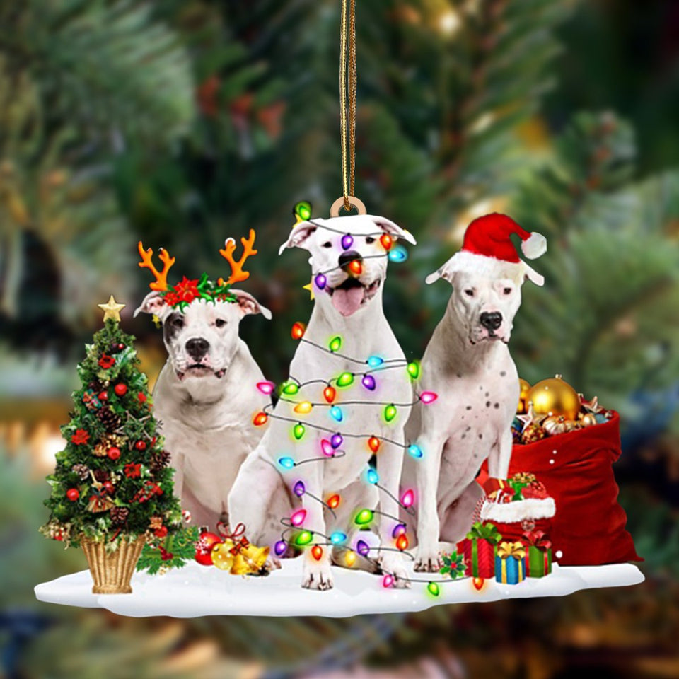 Ornament- Dogo Argentino-Christmas Dog Friends Hanging Ornament, Happy Christmas Ornament, Car Ornament