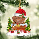 Dogue De Bordeaux In The Chimney Hanging Ornament Dog Christmas Ornament